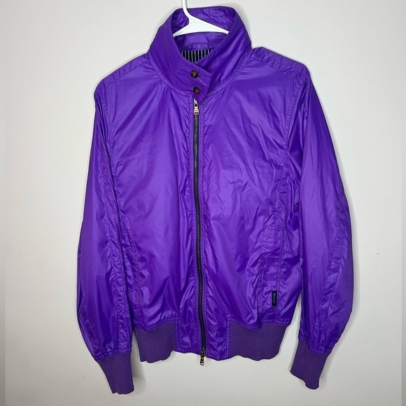 FACONNABLE Women's Size Medium Purple Jacket Lined Pattern Zip Up Button - Picture 2 of 14